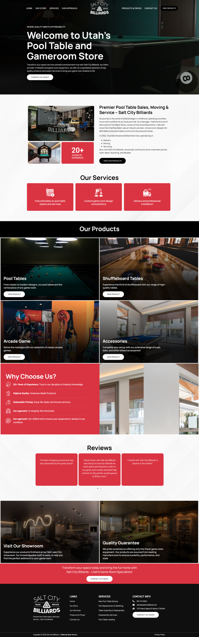 Salt City Billiards website design